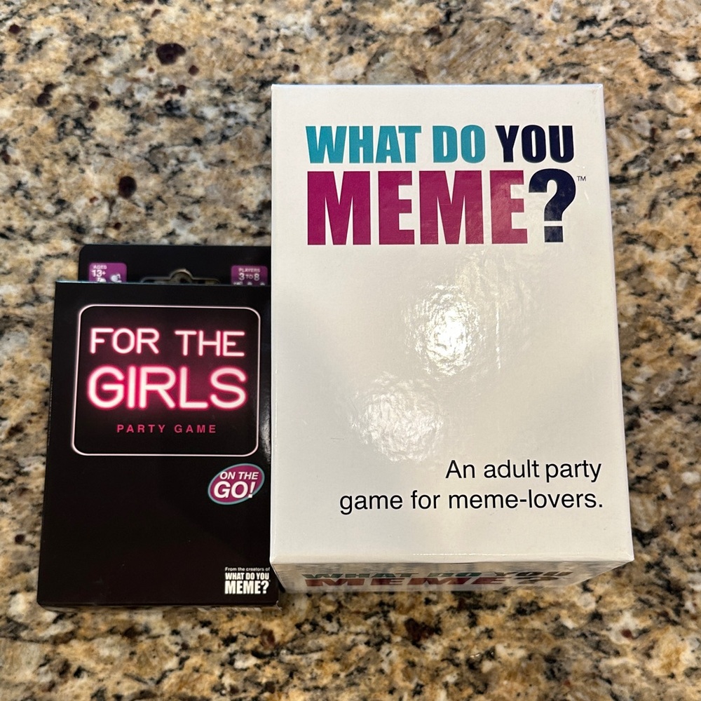 This includes both games- What Do You Meme? and For The Girls Party Games.